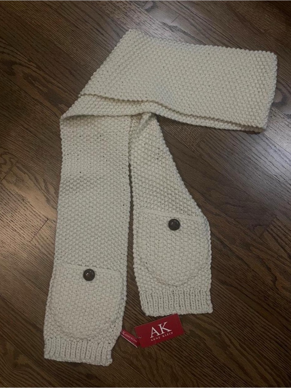 Beautiful Anne Klein knit scarf in a soft cream/ivory color